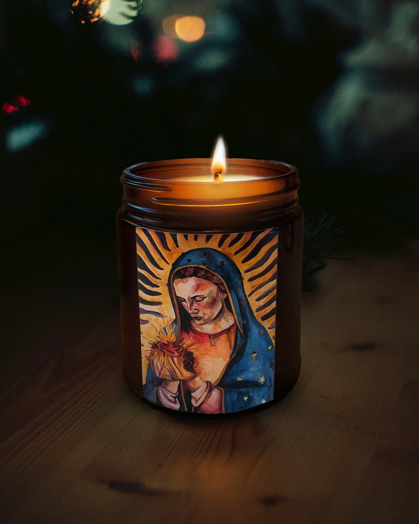 Our Lady Of Guadalupe Candle (Spanish Rose)