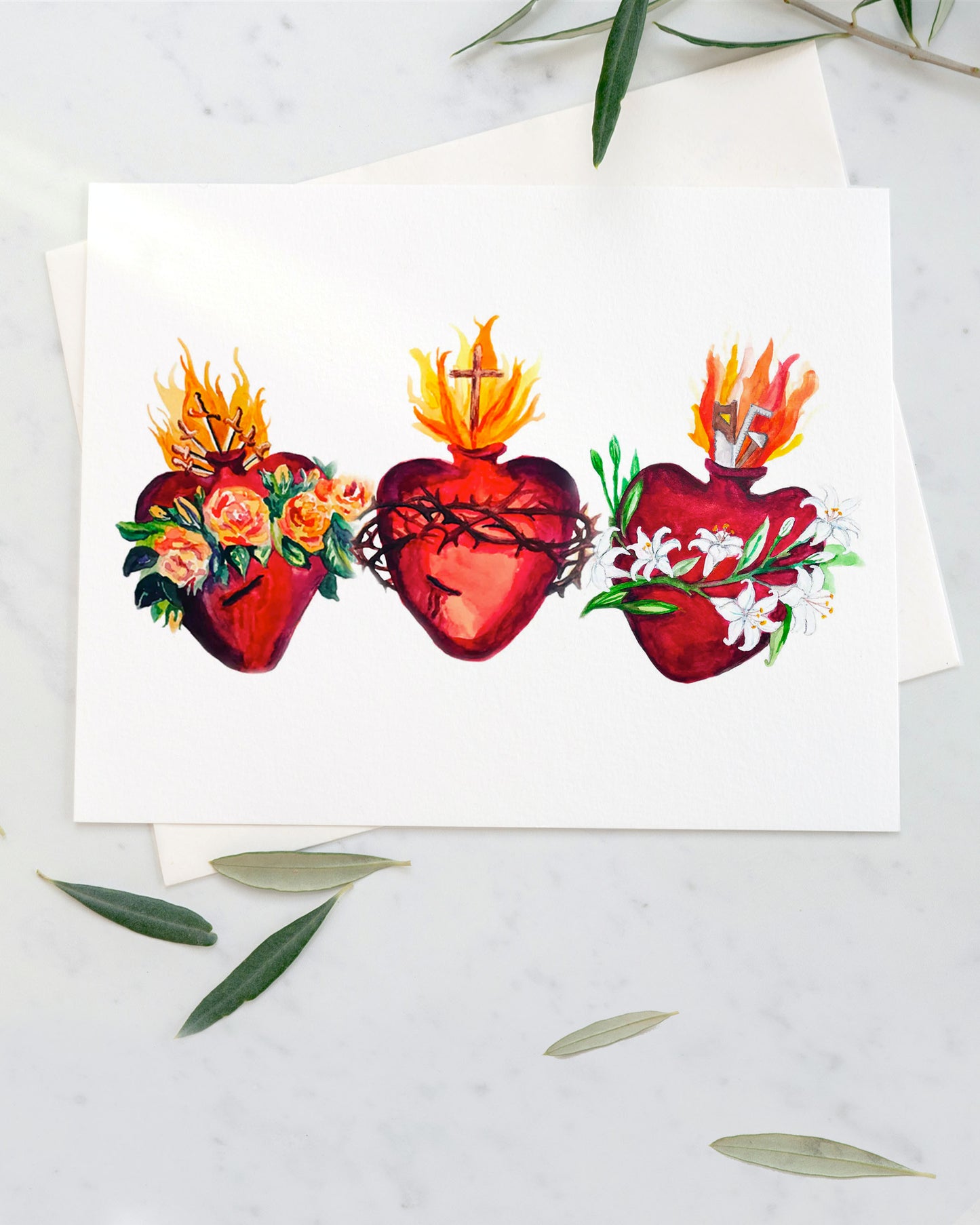 Hearts Of The Holy Family Greeting Cards