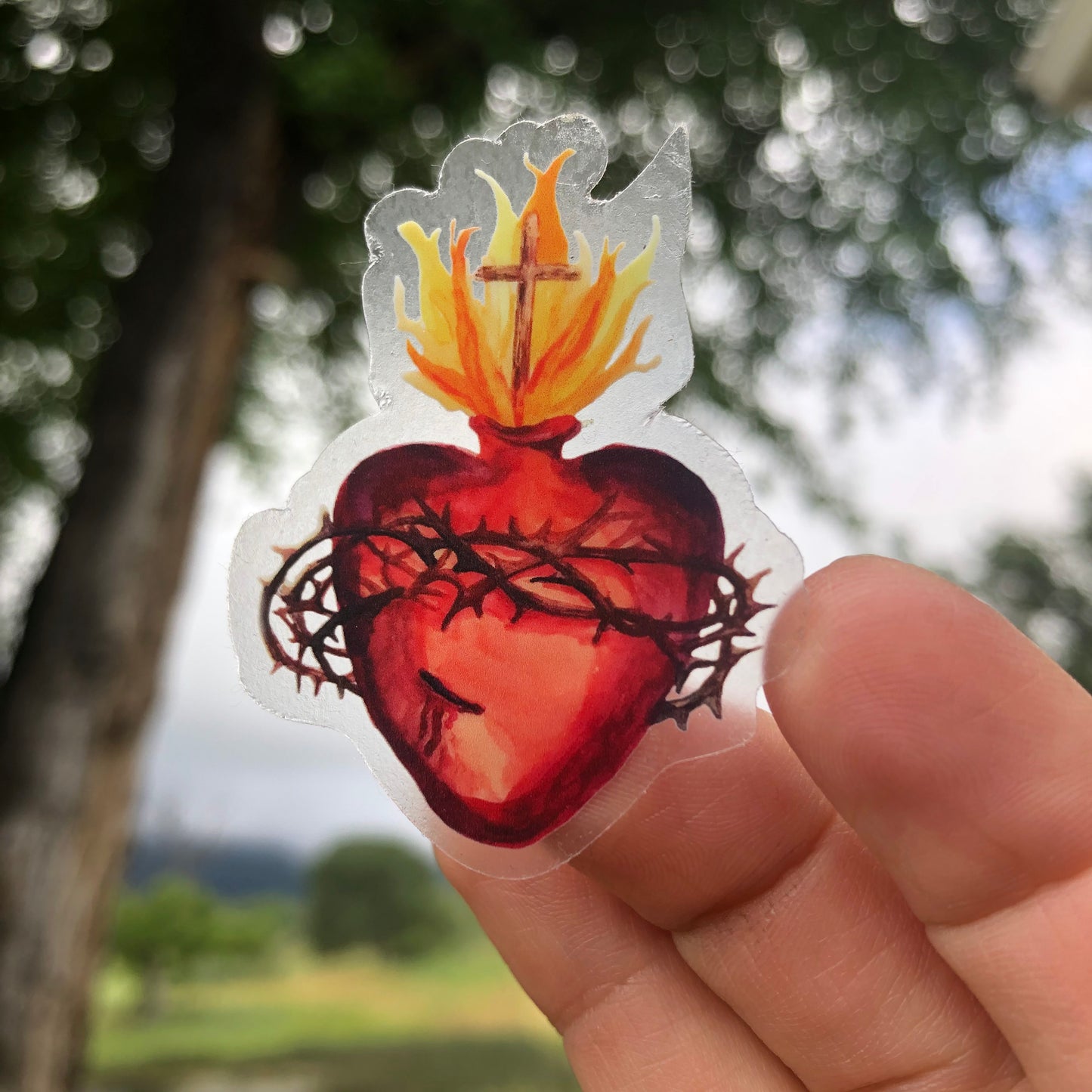 Hearts Of The Holy Family Stickers - Clear Vinyl