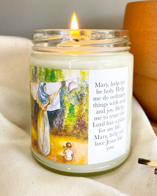 Mary And Jesus Candle (Linen)